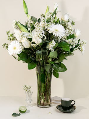 Vase of White Gerbera & Roses