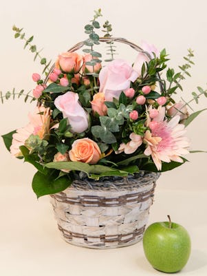 Pink Basket of Gerberas & Roses