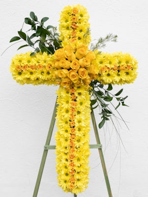 A Spectacular Yellow & White Funeral Cross