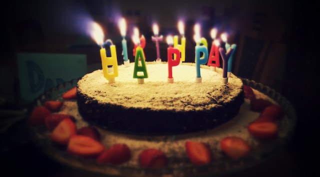 birthday cake with candles