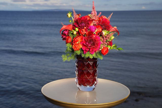 Luxury red flower arrangement in vase